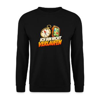 Ich bin nicht verloren Kompass GPS - Unisex Pullover - Schwarz - Vorne - Alina (178cm) & Michal (187cm)