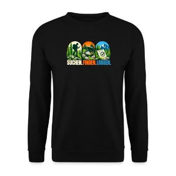 Wandernavigator Motiv: Outdoor Abenteuer - Unisex Pullover - Schwarz - Vorne - Alina (178cm) & Michal (187cm)