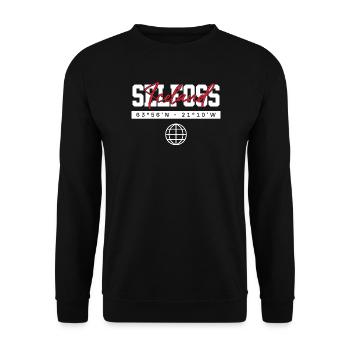 Selfoss Island Koordinaten Reise Souvenir - Unisex Pullover - Schwarz - Vorne - Alina (178cm) & Michal (187cm)