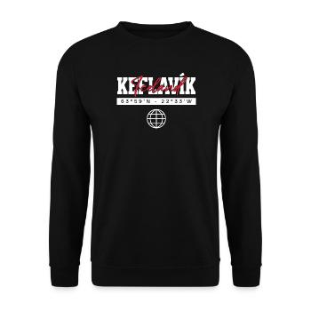 Keflavík Island Koordinaten Reise Souvenir - Unisex Pullover - Schwarz - Vorne - Alina (178cm) & Michal (187cm)