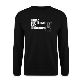 Ich habe die Bedingungen gelesen - Unisex Pullover - Schwarz - Vorne - Alina (178cm) & Michal (187cm)