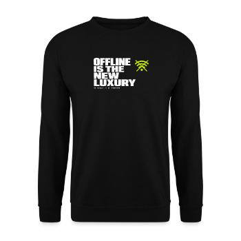Offline ist der neue Luxus - Unisex Pullover - Schwarz - Vorne - Alina (178cm) & Michal (187cm)