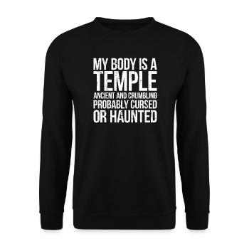 Schwarzer Humor Gotische Sarkasmus-Ära Humor-Geschenk - Unisex Pullover - Schwarz - Vorne - Alina (178cm) & Michal (187cm)