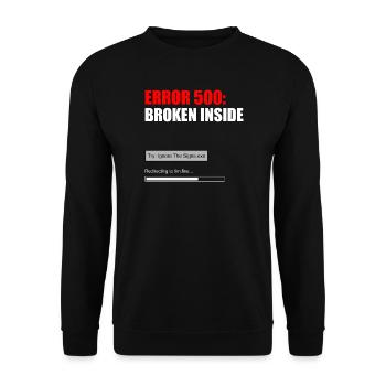 FEHLER 500 — INNEN GEBROCHEN - Unisex Pullover - Schwarz - Vorne - Alina (178cm) & Michal (187cm)