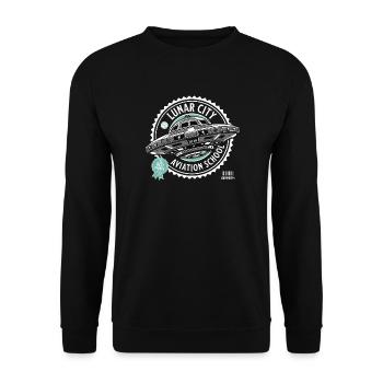 Lunar City Aviation School UFO Patch Design - Unisex Pullover - Schwarz - Vorne - Alina (178cm) & Michal (187cm)