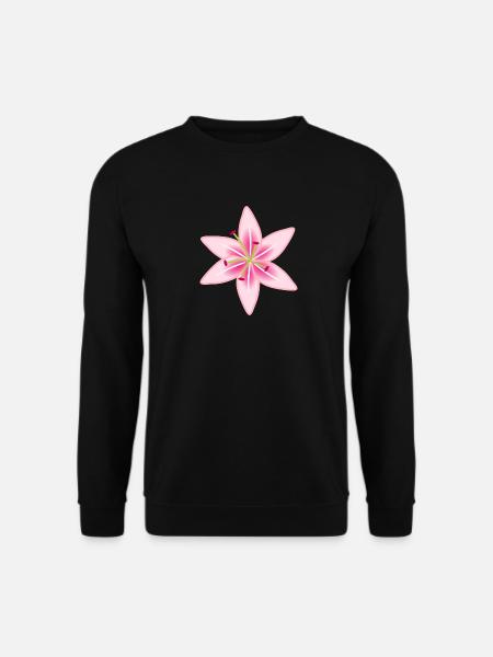Rosa Lilien-Blumenillustration - Unisex Pullover - Schwarz