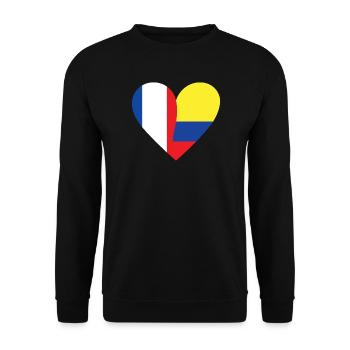 Frankreich-Kolumbien-Flagge | Franco-kolumbianische Schenkung - Unisex Pullover - Schwarz - Vorne - Alina (178cm) & Michal (187cm)