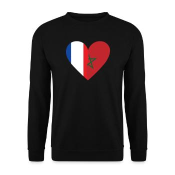 Herz Frankreich Marokko | Franco-Marokkanisches Geschenk - Unisex Pullover - Schwarz - Vorne - Alina (178cm) & Michal (187cm)