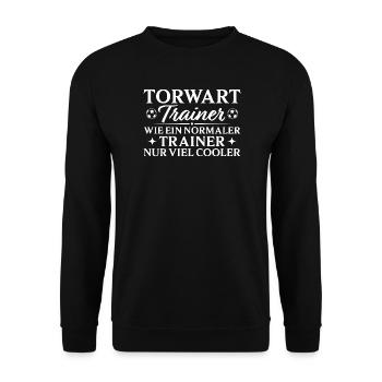 Torwarttrainer Fußball Co-Trainer Geschenk - Unisex Pullover - Schwarz - Vorne - Alina (178cm) & Michal (187cm)