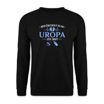 Befördert Zum Uropa Est 2027 Baby Verkündung - Unisex Pullover - Schwarz - Vorne - Alina (178cm) & Michal (187cm)