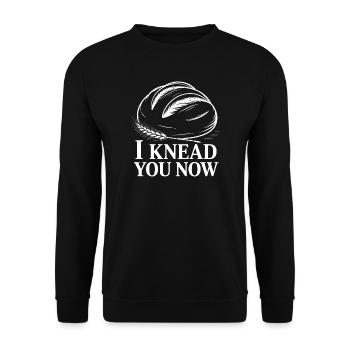 Ich knete dich jetzt Brot Wortspiel Tee - Unisex Pullover - Schwarz - Vorne - Alina (178cm) & Michal (187cm)