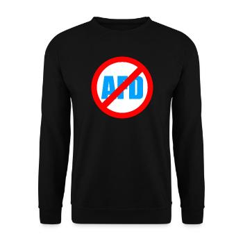 No AFD FCK AFD Protest Links Antifa - Unisex Pullover - Schwarz - Vorne - Alina (178cm) & Michal (187cm)