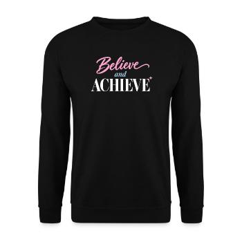 Believe And Achieve Motivation Gym Kraftsport - Unisex Pullover - Schwarz - Vorne - Alina (178cm) & Michal (187cm)