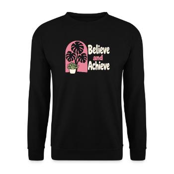 Believe And Achieve Motivation Gym Kraftsport - Unisex Pullover - Schwarz - Vorne - Alina (178cm) & Michal (187cm)