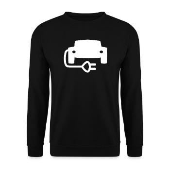 Elektroauto mit Stecker Silhouette - Unisex Pullover - Schwarz - Vorne - Alina (178cm) & Michal (187cm)
