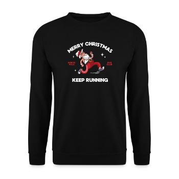 Weihnachtsmann Laufclub Stil - Unisex Pullover - Schwarz - Vorne - Alina (178cm) & Michal (187cm)