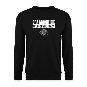Opa Vatertag Bester Pizzabäcker Geschenk - Unisex Pullover - Schwarz - Vorne - Alina (178cm) & Michal (187cm)