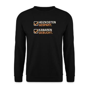 Heizkosten gespart - Unisex Pullover - Schwarz - Vorne - Alina (178cm) & Michal (187cm)
