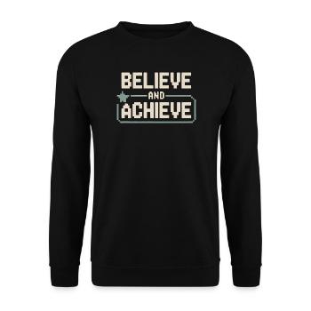 Believe And Achieve Motivation Gym Kraftsport - Unisex Pullover - Schwarz - Vorne - Alina (178cm) & Michal (187cm)