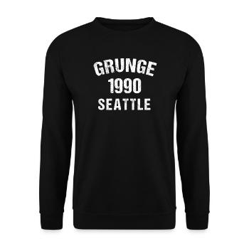 Grunge 1990 Seattle Retro Tee - Unisex Pullover - Schwarz - Vorne - Alina (178cm) & Michal (187cm)