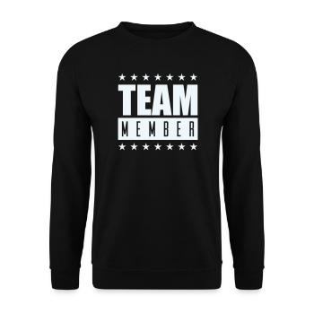 Teammitglied Sternenlogo - Unisex Pullover - Schwarz - Vorne - Alina (178cm) & Michal (187cm)