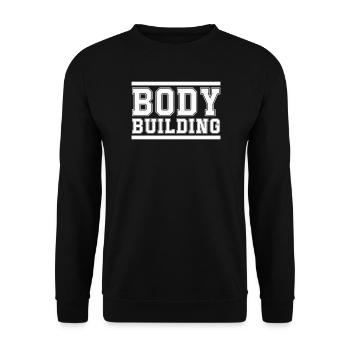 Body Building Bold Schriftzug - Unisex Pullover - Schwarz - Vorne - Alina (178cm) & Michal (187cm)