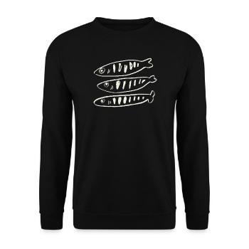 Kleine Fisch - Unisex Pullover - Schwarz - Vorne - Alina (178cm) & Michal (187cm)