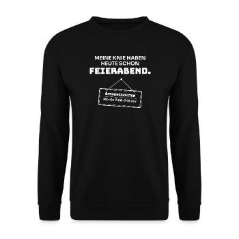 Meine Knie haben heute schon Feierabend - Lustig - Unisex Pullover - Schwarz - Vorne - Alina (178cm) & Michal (187cm)