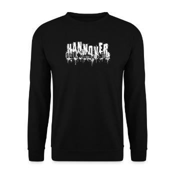 Hanover Skyline Graffiti-Splatter - Unisex Pullover - Schwarz - Vorne - Alina (178cm) & Michal (187cm)
