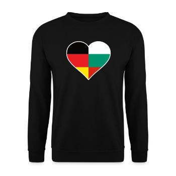 Germany Bulgaria Heart | German Bulgarian Gift - Unisex Pullover - Schwarz - Vorne - Alina (178cm) & Michal (187cm)