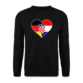 Germany Croatia Flag Heart | German Croatian Gift - Unisex Pullover - Schwarz - Vorne - Alina (178cm) & Michal (187cm)