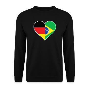 Germany Brazil Flag Heart | German Brazilian Gift - Unisex Pullover - Schwarz - Vorne - Alina (178cm) & Michal (187cm)