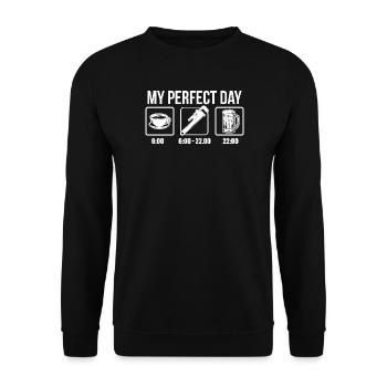 Installateur Sprüche TShirt Perfekter Tag - Unisex Pullover - Schwarz - Vorne - Alina (178cm) & Michal (187cm)