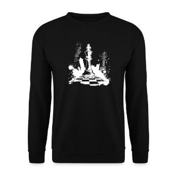 Schachfigur Streetart - Unisex Pullover - Schwarz - Vorne - Alina (178cm) & Michal (187cm)