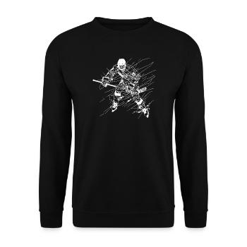 Eishockeyspieler Line Art - Unisex Pullover - Schwarz - Vorne - Alina (178cm) & Michal (187cm)