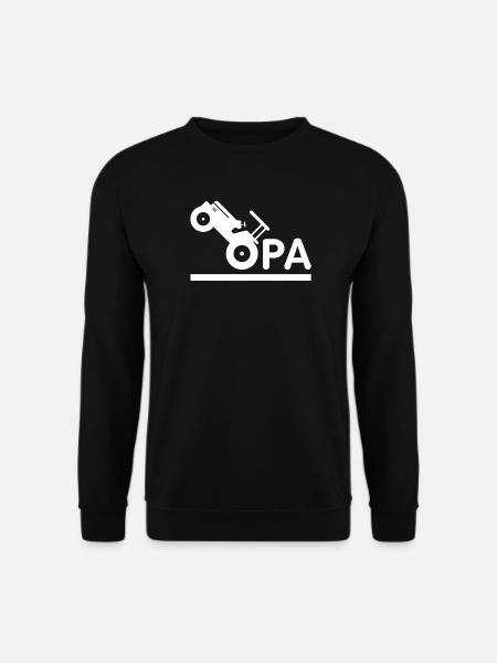 Opa mit Traktor – Weiß - Unisex Pullover - Schwarz