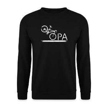 Opa mit Fahrrad – Vintage Weiß - Unisex Pullover - Schwarz - Vorne - Alina (178cm) & Michal (187cm)