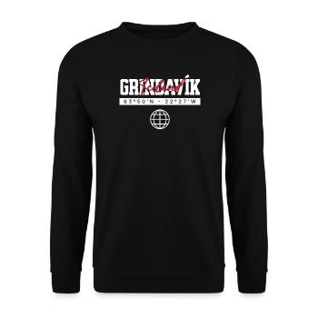 Grindavík Island Koordinaten Reise Souvenir - Unisex Pullover - Schwarz - Vorne - Alina (178cm) & Michal (187cm)