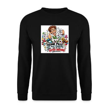 Pillenwitz: Guter Anfang - Unisex Pullover - Schwarz - Vorne - Alina (178cm) & Michal (187cm)