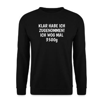 Sprüche Bauch - Unisex Pullover - Schwarz - Vorne - Alina (178cm) & Michal (187cm)