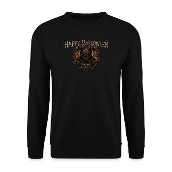 Grusliger Dämon Happy Halloween  - Unisex Pullover - Schwarz - Vorne - Alina (178cm) & Michal (187cm)