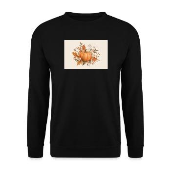 Herbstliches Kürbisdesign  - Unisex Pullover - Schwarz - Vorne - Alina (178cm) & Michal (187cm)