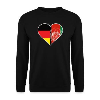 Deutschland Afghanistan Herz - Unisex Pullover - Schwarz - Vorne - Alina (178cm) & Michal (187cm)