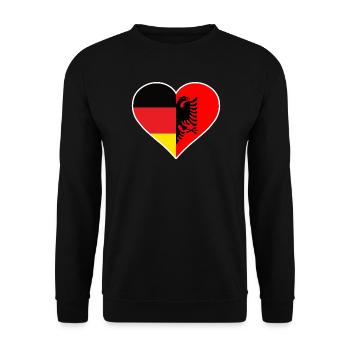 Deutschland Albanien Herz - Unisex Pullover - Schwarz - Vorne - Alina (178cm) & Michal (187cm)