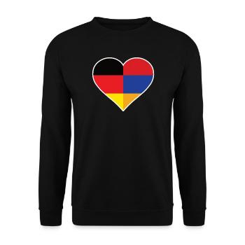 Deutschland Armenien Herz - Unisex Pullover - Schwarz - Vorne - Alina (178cm) & Michal (187cm)