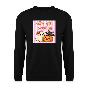 Süßes oder Saures – Halloween Retro - Unisex Pullover - Schwarz - Vorne - Alina (178cm) & Michal (187cm)