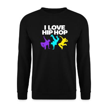 Ich liebe Hip-Hop-Vintage-Retro-Streetdance-Liebhaber - Unisex Pullover - Schwarz - Vorne - Alina (178cm) & Michal (187cm)