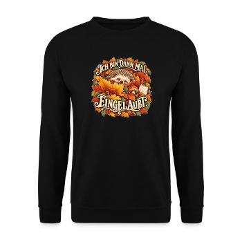Igel im Laub - Unisex Pullover - Schwarz - Vorne - Alina (178cm) & Michal (187cm)