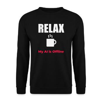 Offline KI Relax Coffee - Unisex Pullover - Schwarz - Vorne - Alina (178cm) & Michal (187cm)