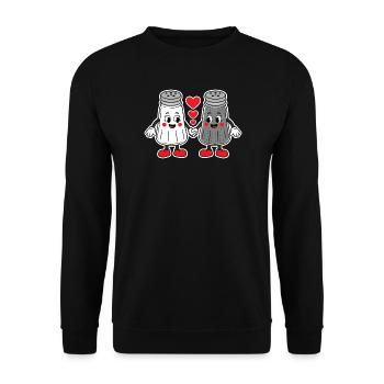 Salz und Pfeffer Streuner Paar T-Shirt Design - Unisex Pullover - Schwarz - Vorne - Alina (178cm) & Michal (187cm)